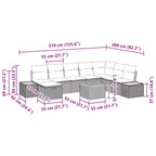 Conjunto de sofás de jardín 9 pcs Negro ratán sintético