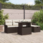 Conjunto de sofá de jardim com almofada 6 pcs Bege Polirratan