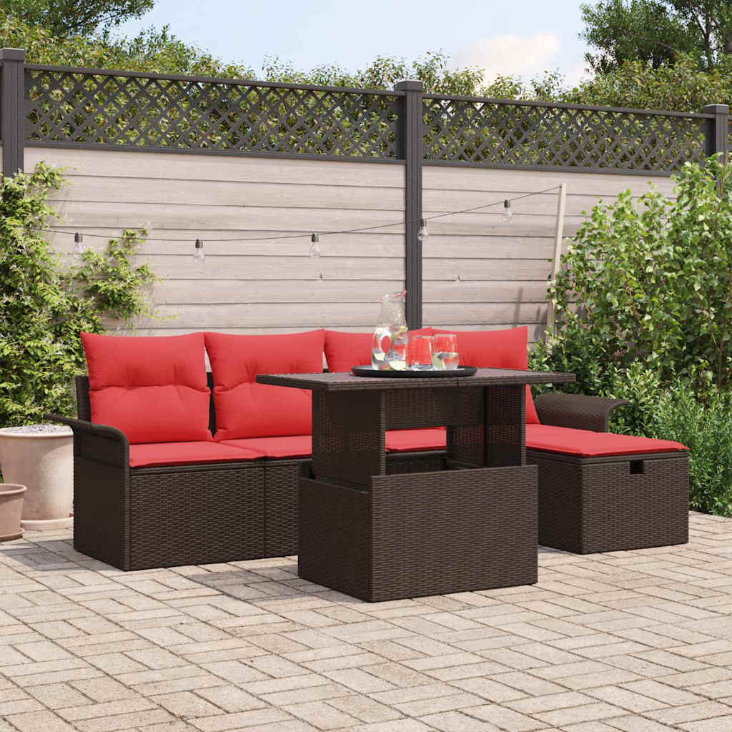 Conjunto de sofá de jardim com almofada 6 pcs Cinza Poliratão