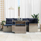 Conjunto de sofá de jardín con cojín 7 pcs Gris Poliratán