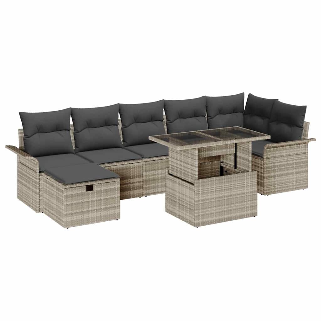Conjunto de sofá de jardín 7 pcs Marrón ratán sintético