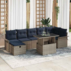 Conjunto de sofá de jardín con cojín 8 pcs Gris Poliratán