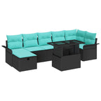 Conjunto de sofá de jardín con cojín 8 pcs Negro Poliratán