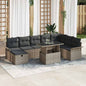 Conjunto de Sofás de Jardim com Almofadas 9 pcs Bege Polirratan