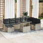 Conjunto de Sofás de Jardim com Almofadas 9 pcs Bege Polirratan