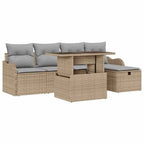 Conjunto de sofá de jardín con cojín 6 pcs Beige Poliratán