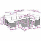Conjunto de sofá de jardín con cojín 9 pcs Beige Poliratán