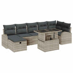 Conjunto de sofá de jardín con cojín 8 pcs Gris claro Poliratán