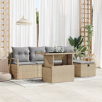 Conjunto de sofá de jardín con cojín 6 pcs Beige Poliratán