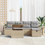 Conjunto de sofá de jardín con cojín 6 pcs Beige Poliratán