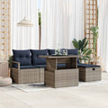 Conjunto de sofá de jardín con cojín 6 pcs Gris Poliratán