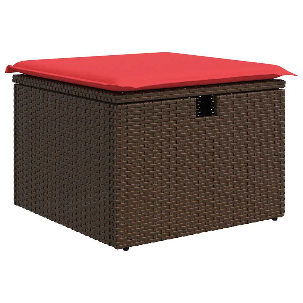 Conjunto de sofá de jardín con cojín 7 pcs Marrón Poliratán