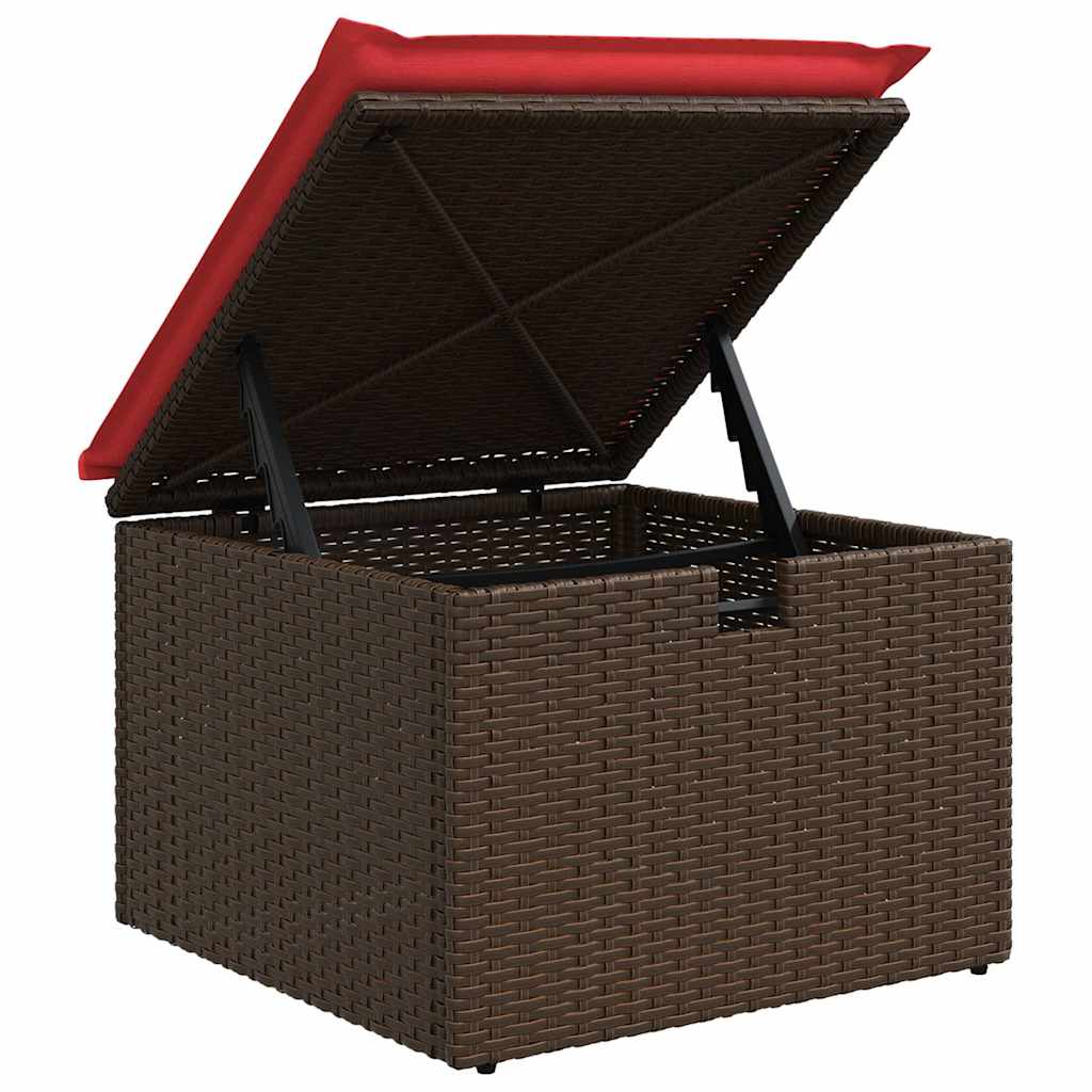 Conjunto de sofá de jardín con cojín 7 pcs Marrón Poliratán
