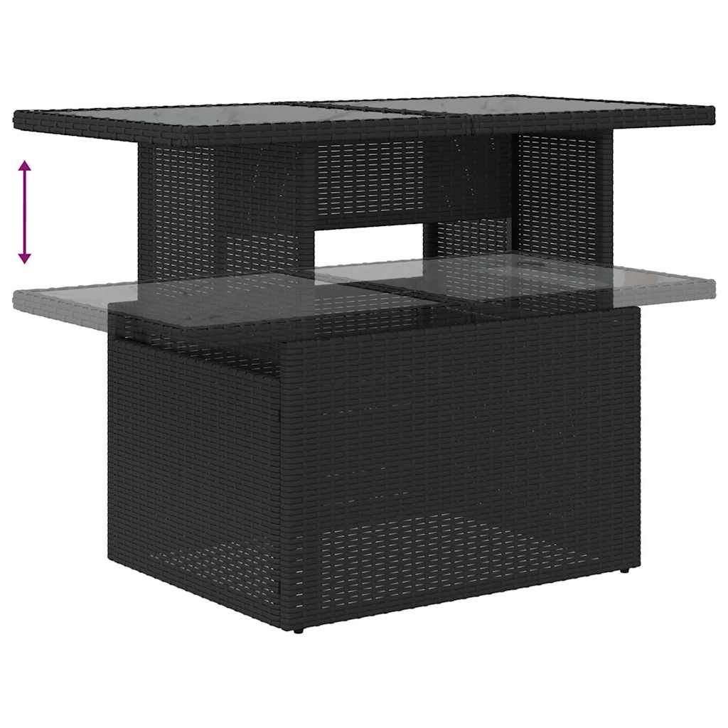 Conjunto de sofá de jardín con cojín 8 pcs Negro Poliratán