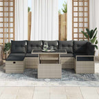Conjunto de sofá de jardín con cojín 8 pcs Gris claro Poliratán