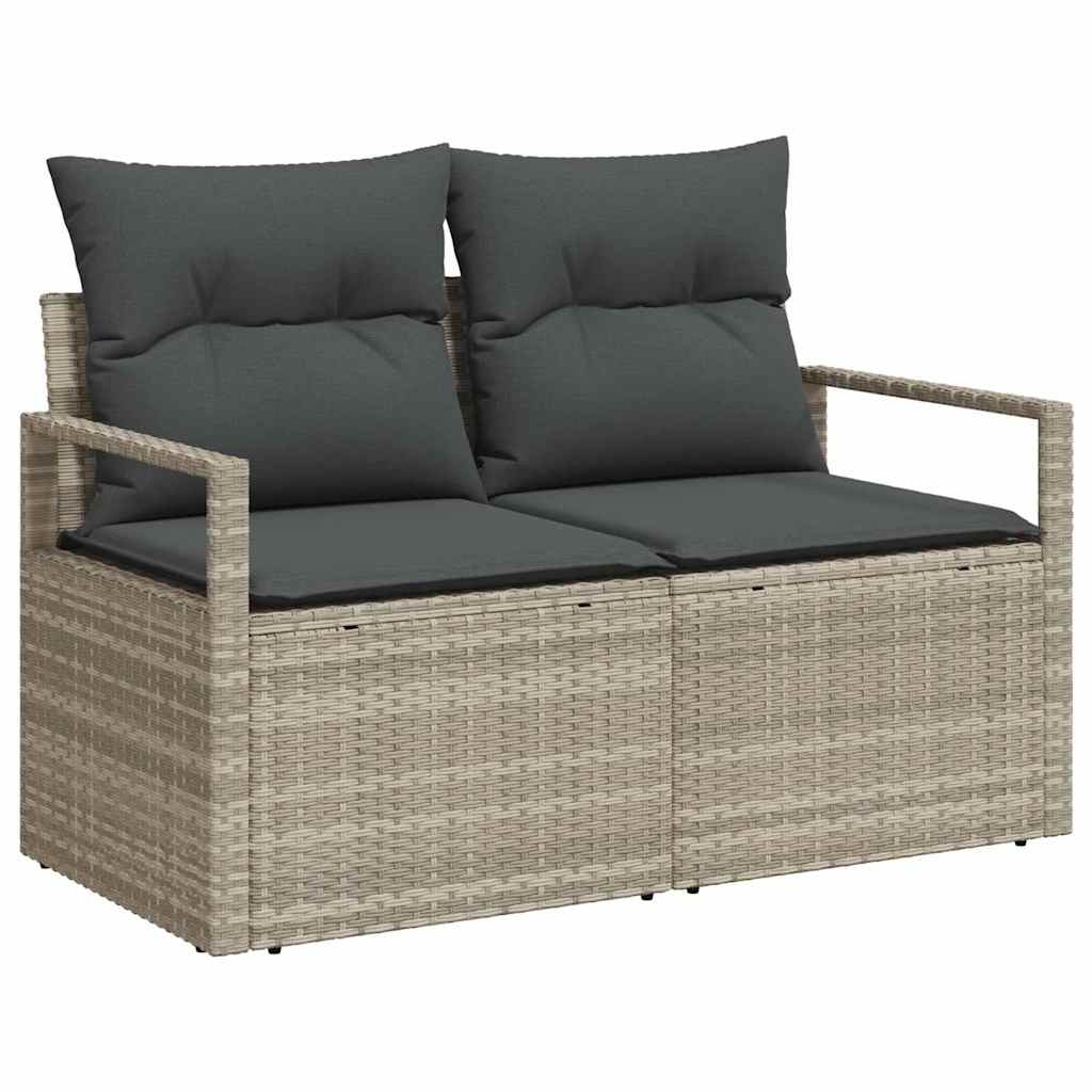 Conjunto de sofá de jardín con cojín 8 pcs Gris claro Poliratán