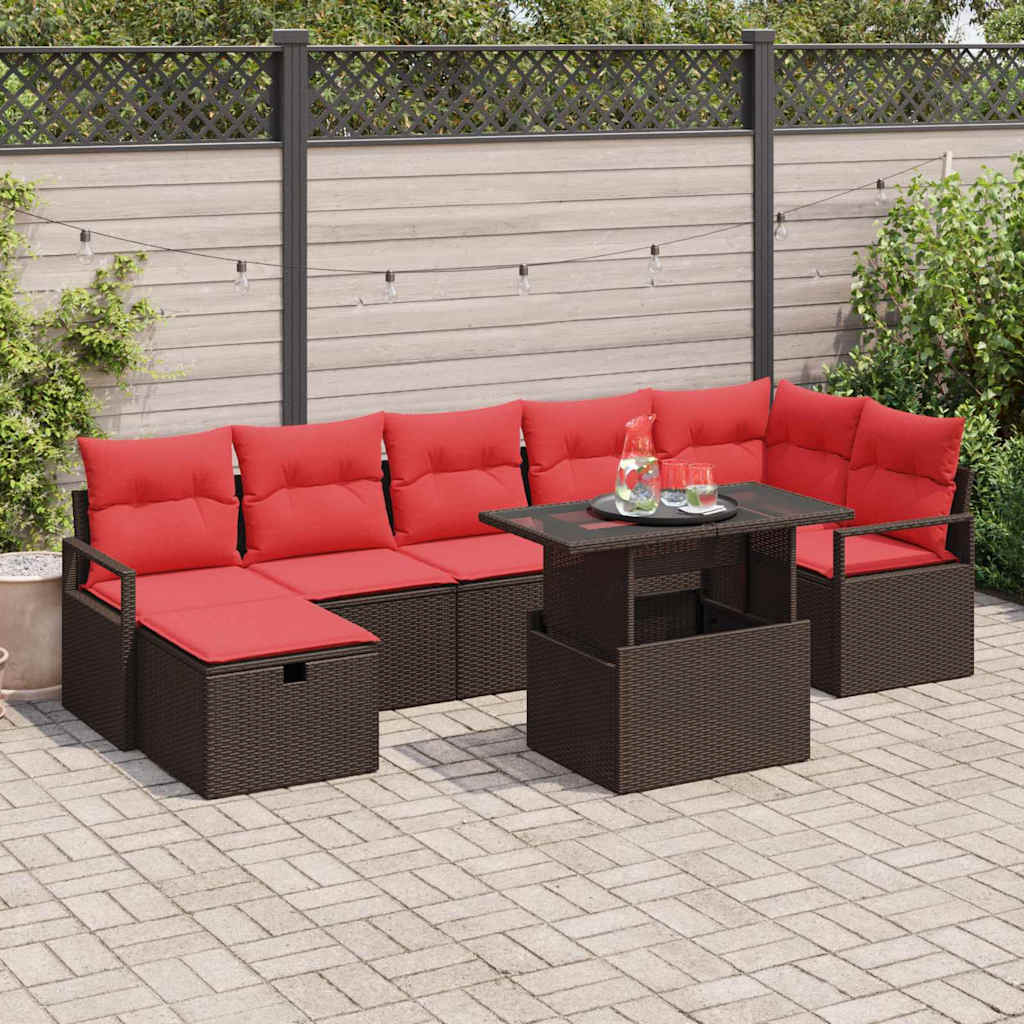 Conjunto de sofá de jardín con cojín 8 pcs Gris Poliratán