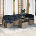 Conjunto de sofá de jardín con cojín 8 pcs Gris Poliratán