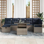 Conjunto de sofá de jardín con cojín 8 pcs Gris Poliratán