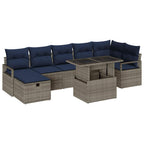 Conjunto de sofá de jardín con cojín 8 pcs Gris Poliratán