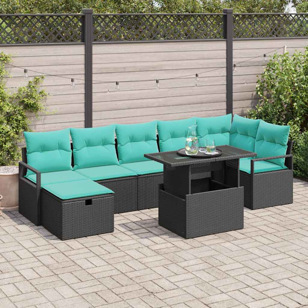 Conjunto de sofá de jardín con cojín 8 pcs Gris Poliratán