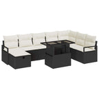 Conjunto de sofá de jardín con cojín 9 pcs Negro Poliratán