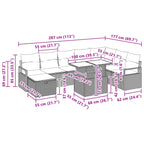 Conjunto de sofá de jardín con cojín 9 pcs Gris Poliratán