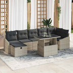 Conjunto de sofá de jardín con cojín 8 pcs Gris claro Poliratán
