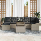 Conjunto de sofá de jardín con cojín 8 pcs Gris claro Poliratán