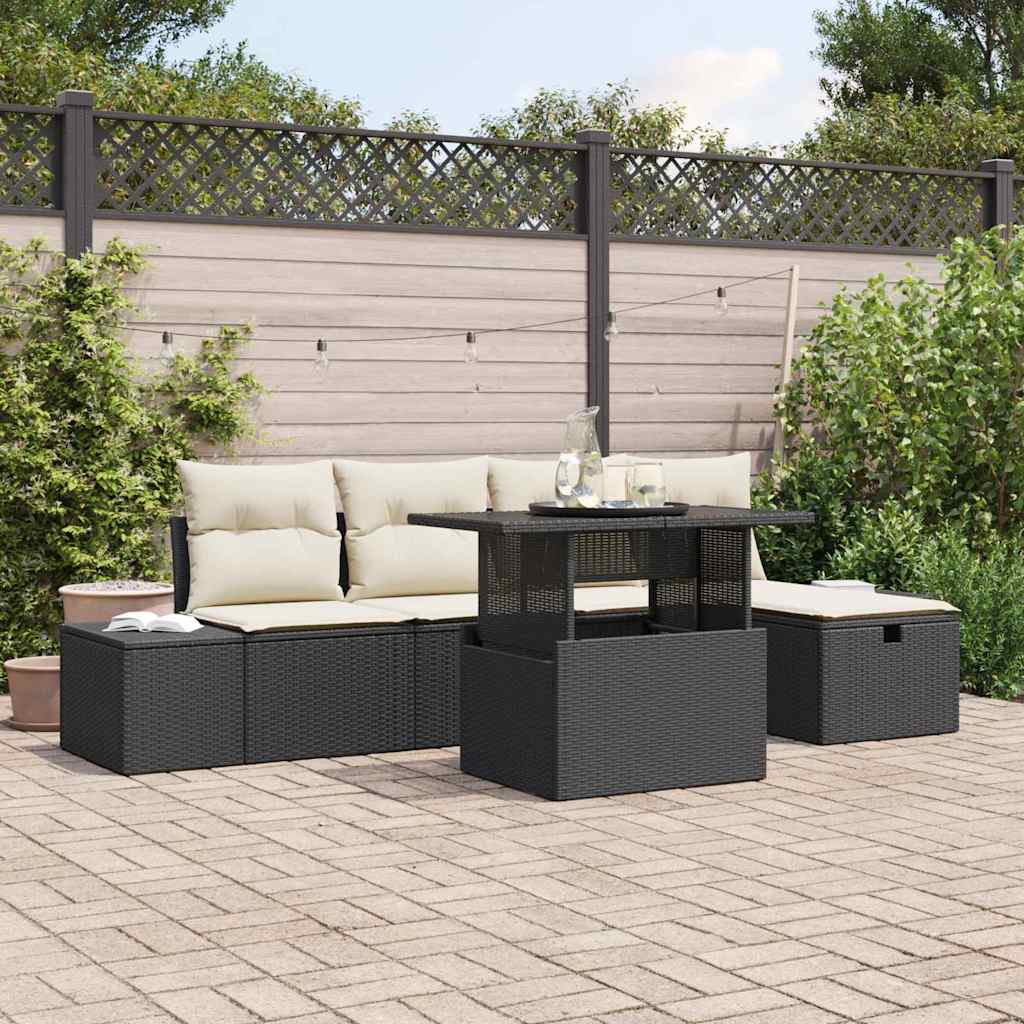 Conjunto de sofá de jardín con cojín 6 pcs Poliratán