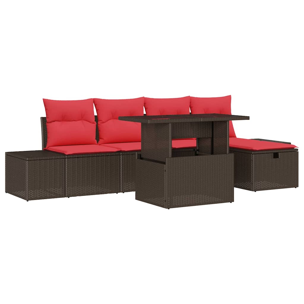Conjunto de sofá de jardín con cojín 6 pcs ratán sintético