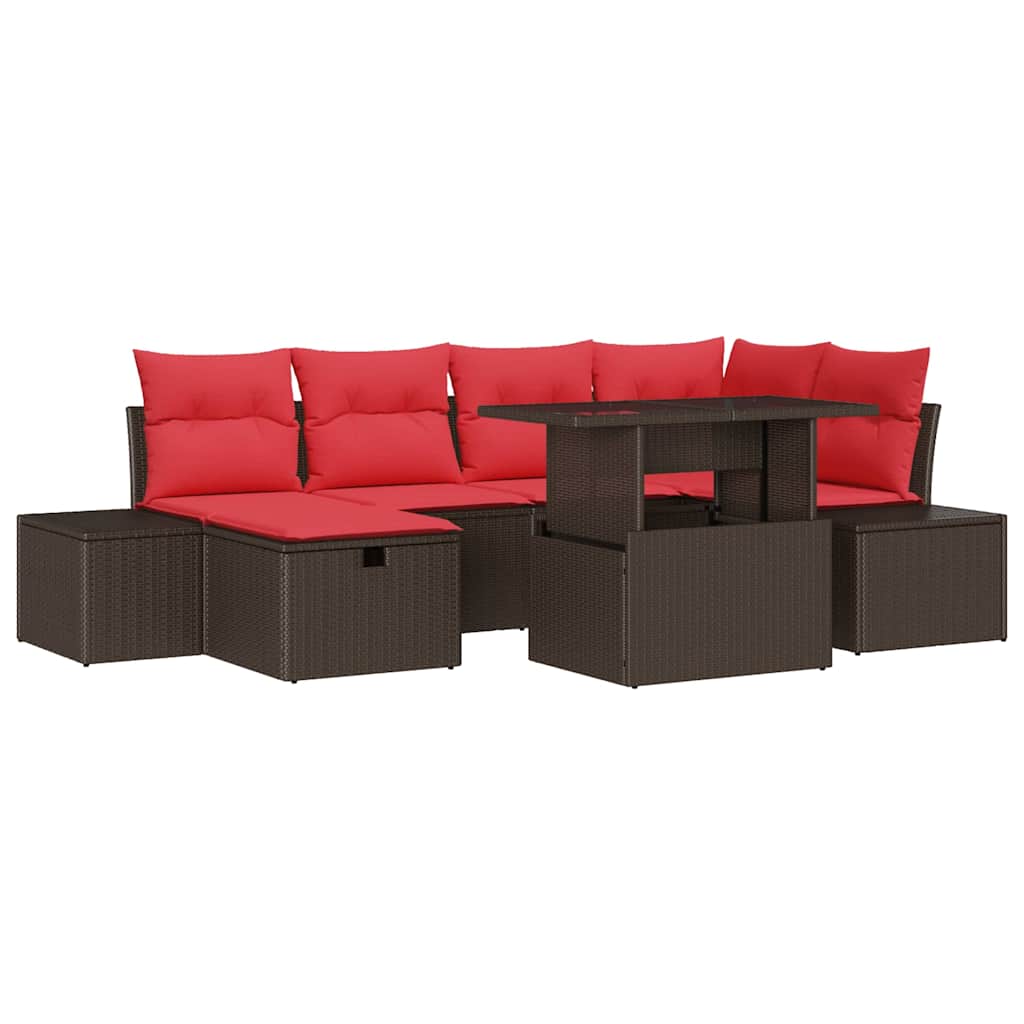 Conjunto de sofá de jardín con cojín 7 pcs ratán sintético