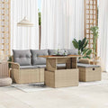 Conjunto de sofás de jardín 6 pcs Beige ratán sintético