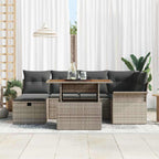 Conjunto de sofás de jardín 7 pcs Gris ratán sintético