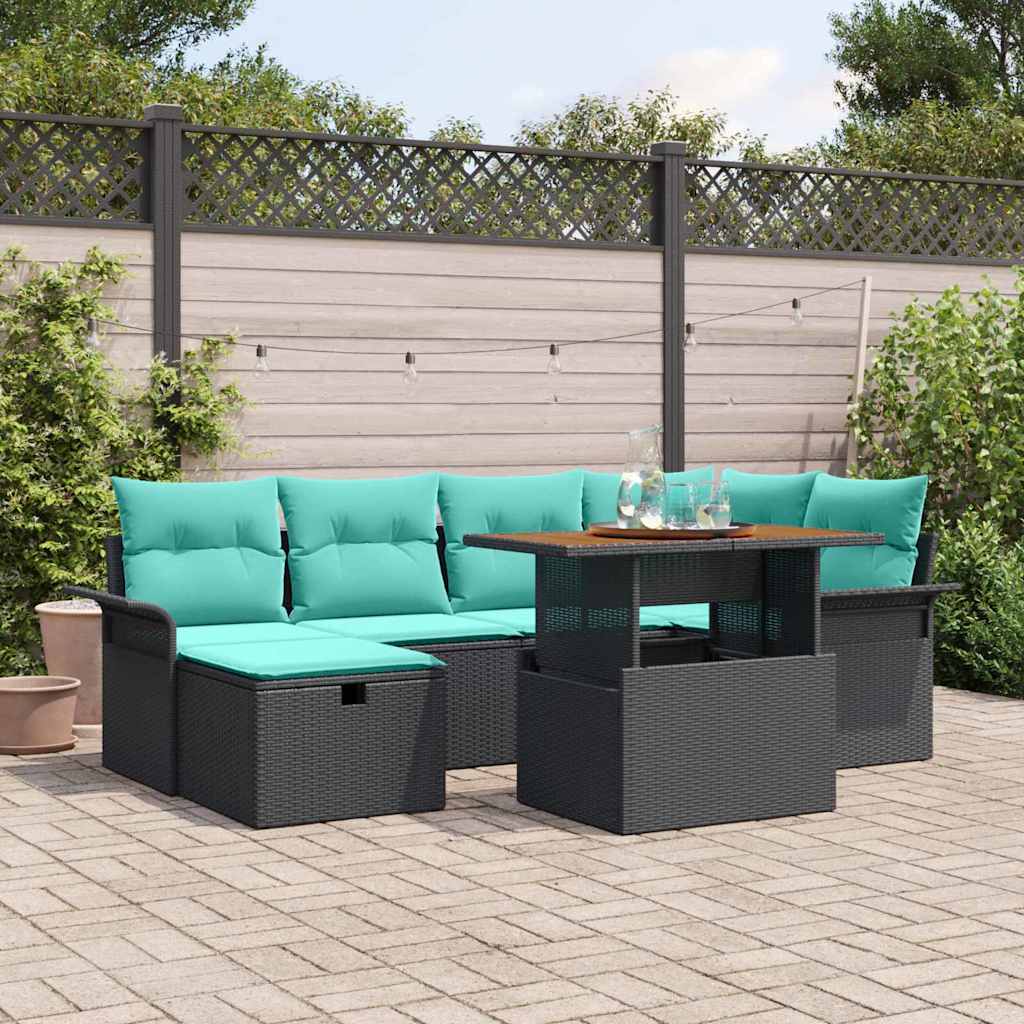 Conjunto de sofás de jardín 7 pcs Gris ratán sintético