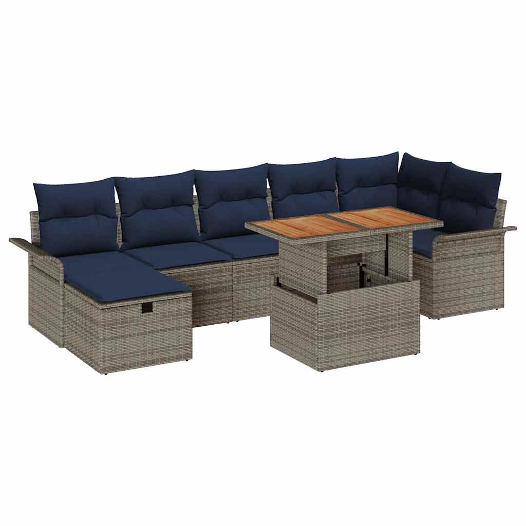 Conjunto de sofás de jardín 8 pcs Gris ratán sintético