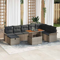 Conjunto de sofás de jardín 9 pcs Gris ratán sintético