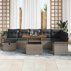 Conjunto de sofás de jardín 9 pcs Gris ratán sintético