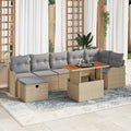 Conjunto de sofás de jardín 7 pcs Negro ratán sintético