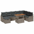 Conjunto de sofás de jardín 9 pcs Gris ratán sintético