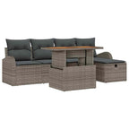 Conjunto de sofás de jardín 6 pcs Gris ratán sintético