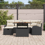 Conjunto de sofás de jardín 7 pcs Negro ratán sintético