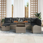 Conjunto de sofás de jardín 9 pcs Gris ratán sintético