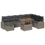 Conjunto de sofás de jardín 9 pcs Gris ratán sintético
