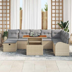 Conjunto de sofás de jardín 9 pcs Beige ratán sintético
