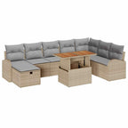 Conjunto de sofás de jardín 9 pcs Beige ratán sintético