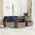 Conjunto de sofás de jardín 6 pcs Gris ratán sintético