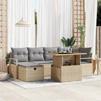 Conjunto de sofás de jardín 7 pcs Beige ratán sintético