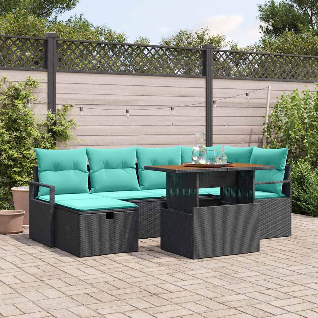 Conjunto de sofás de jardim 7 peças Cinzento vime sintético