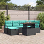 7-Piece Gray Poly Rattan Garden Sofa Set